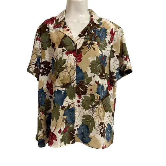 Alfred Dunner Blouse SZ 18 fall leaves Career Chic Autum - Picture 3 of 4